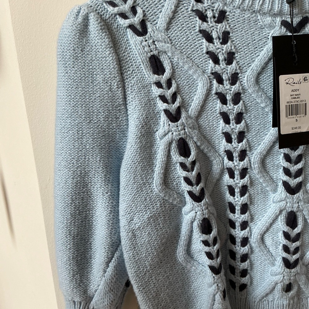 RAILS ADDY CONTRAST DIAMOND SKY BLUE KNIT SWEATER SIZE SMALL - Picture 5 of 15